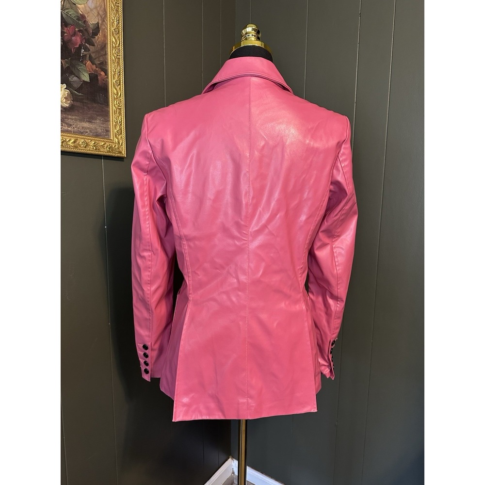 Vintage Shape Fx Bubblegum Pink Polyvinyl Blazer 10 Boss Babe Unique Retro - Picture 5 of 13